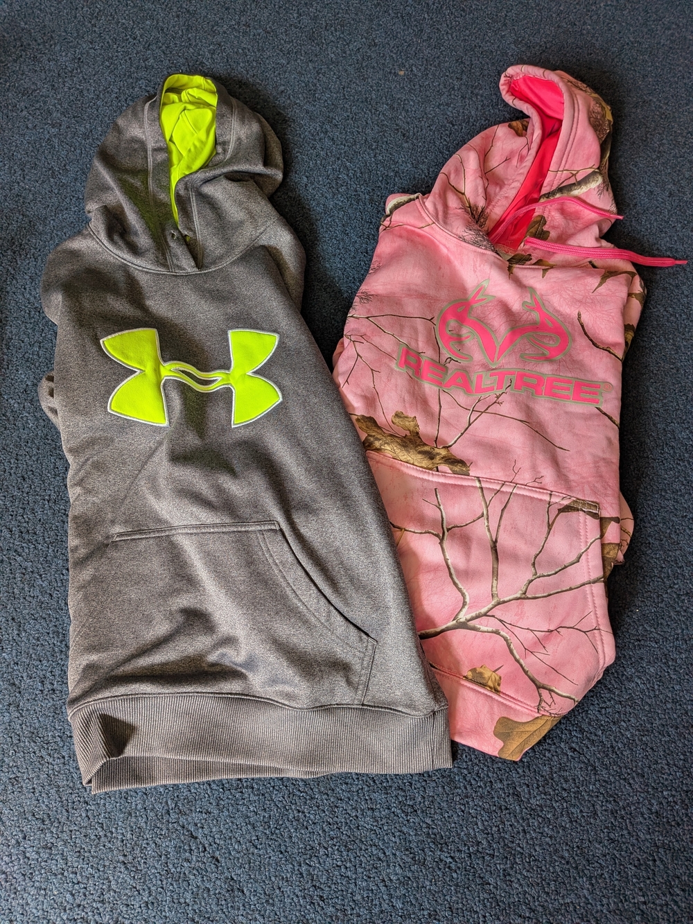 Under Armour Gray Hoodie with Neon Yellow Lining